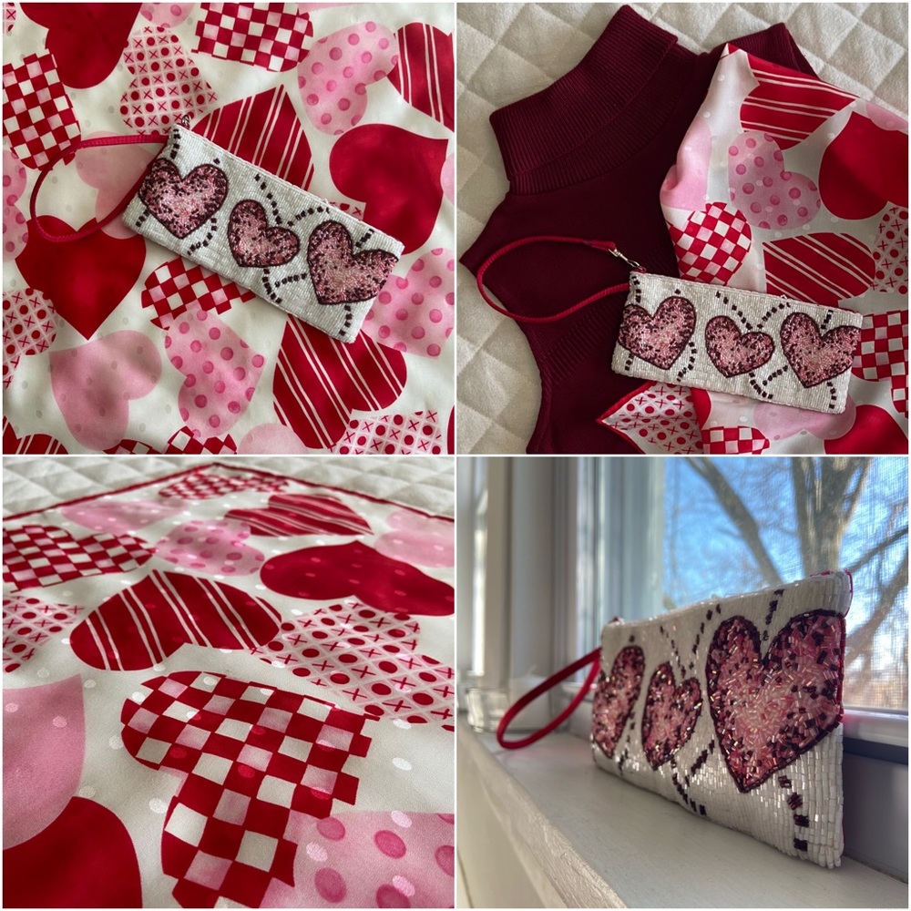 💕 Talbots & Liz Claiborne, Vintage Be My Valentine Scarf & Wristlet Bundle